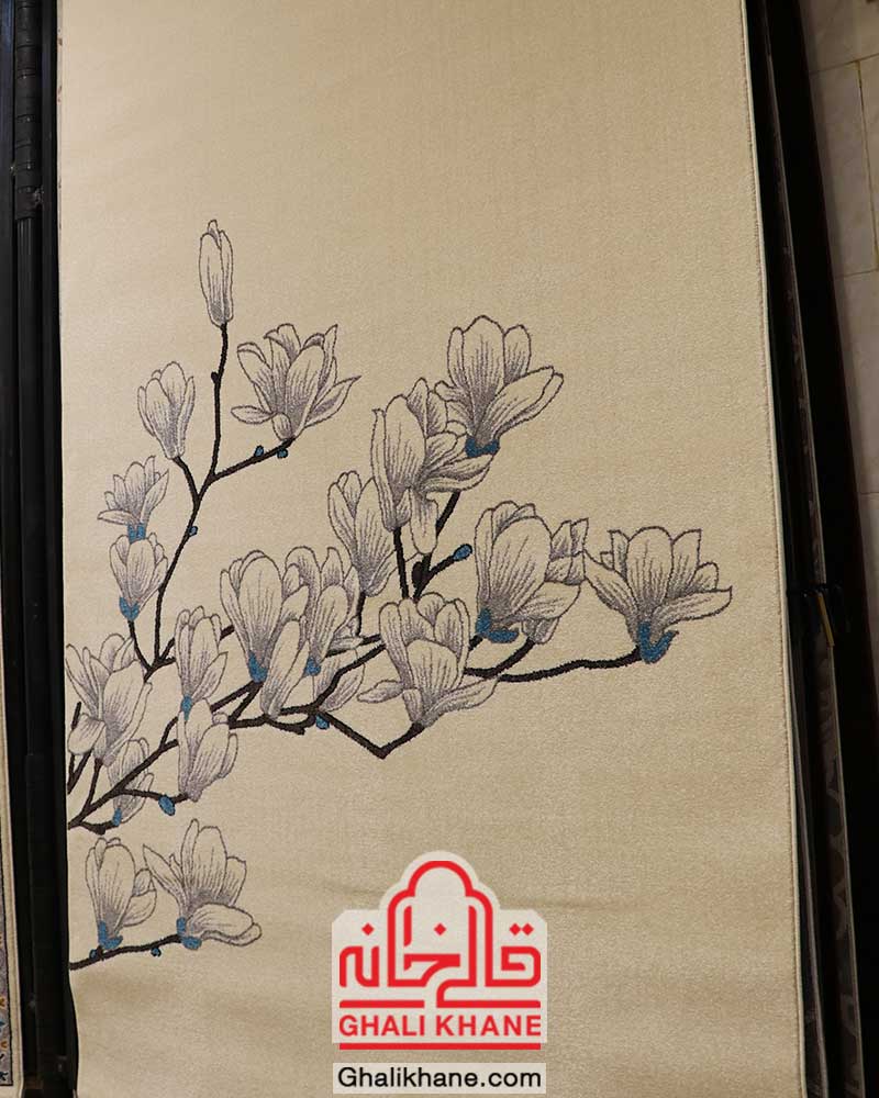 گلیم فرش ماشینی ساوین کد 4037 کرم