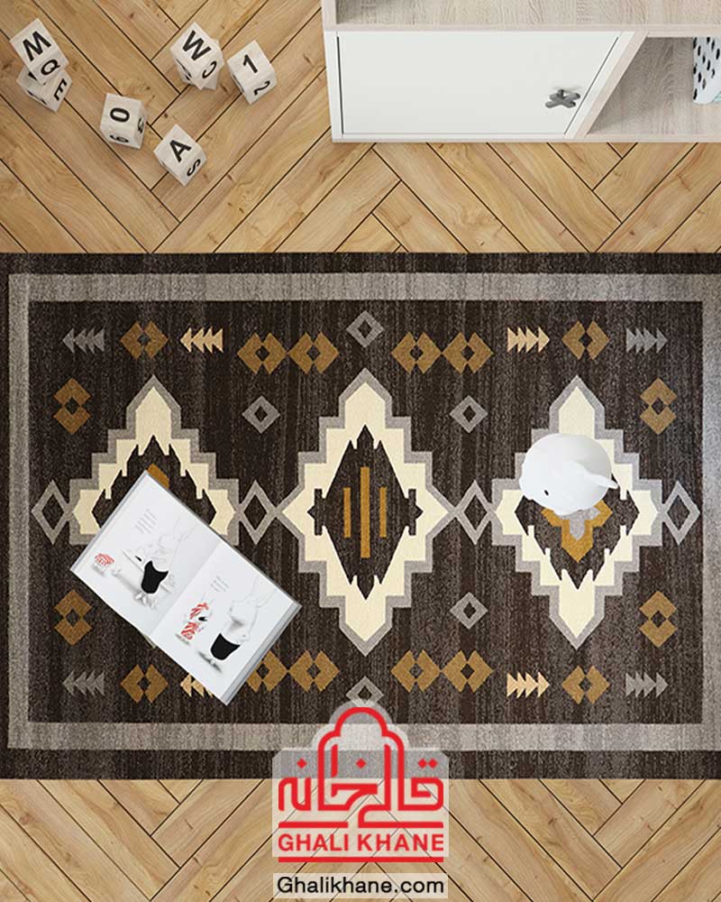 گلیم فرش ماشینی ساوین کد 4032 نسکافه ای