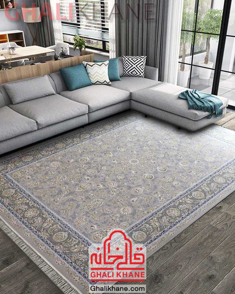 فرش مشهد کد 802078 نقره ای
