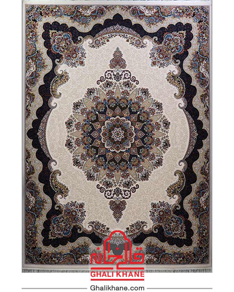 فرش زمرد مشهد کد 25035 کرم