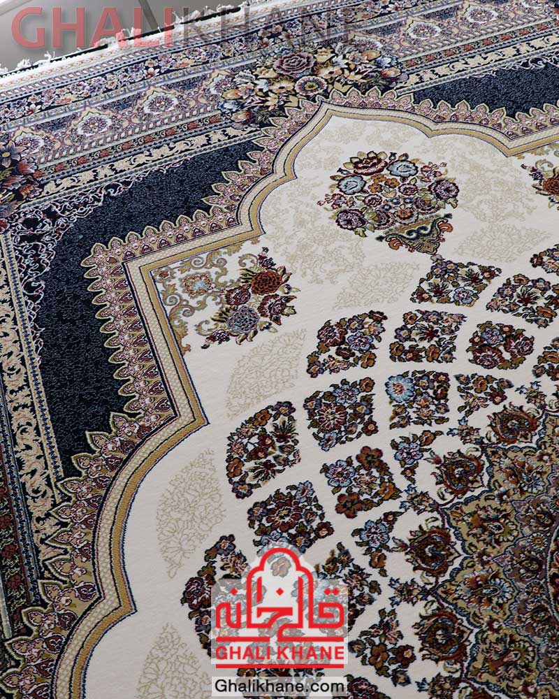 فرش زمرد مشهد کد 25036 کرم