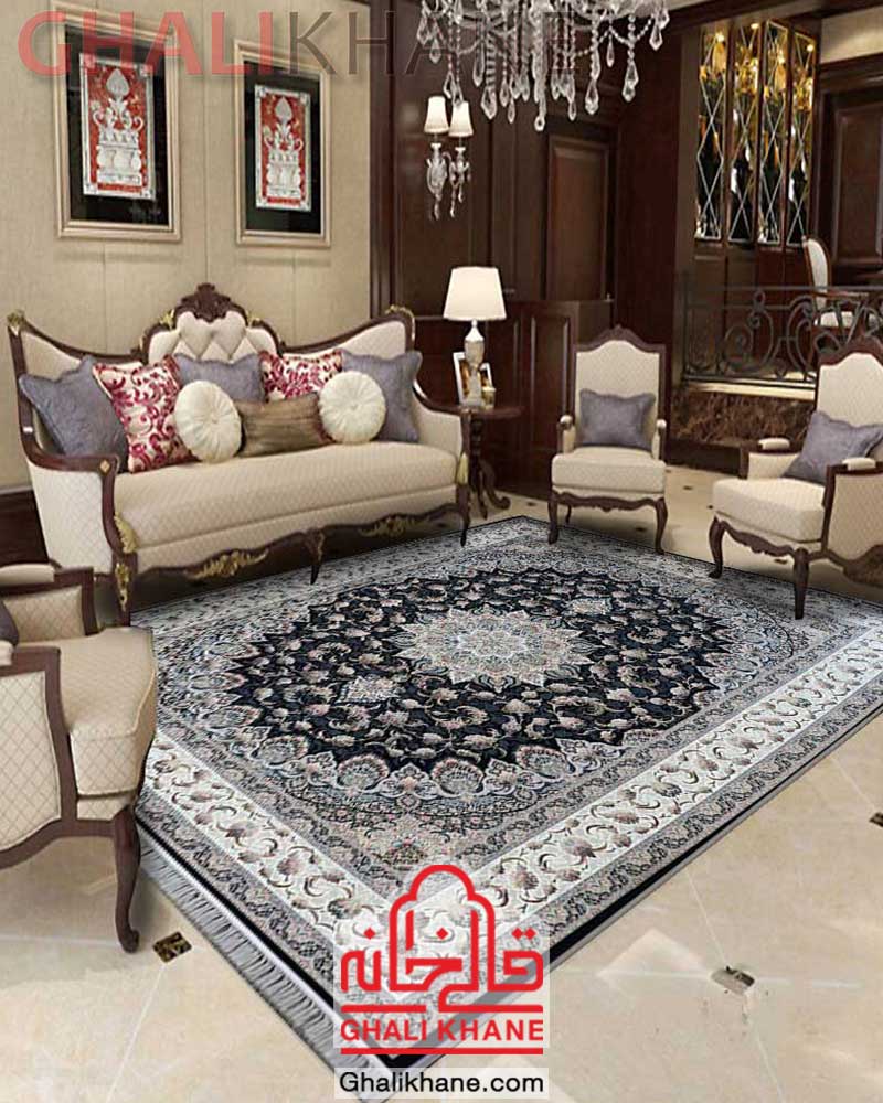 فرش مشهد کد 815005 سرمه ای
