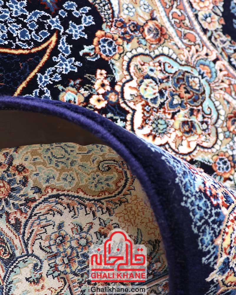 فرش زمرد مشهد کد 25027 سرمه ای