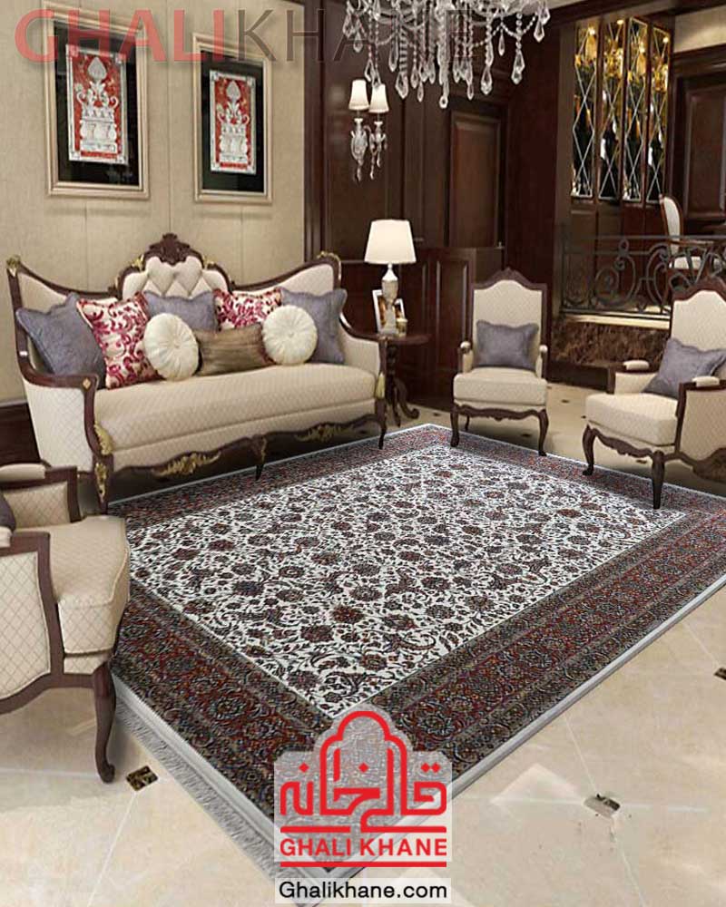 فرش ماشینی مشهد کد 722086 کرم