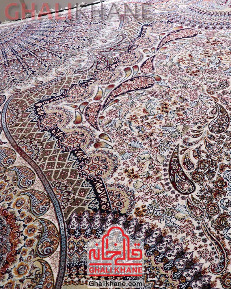 فرش زمرد مشهد کد 25009 کرم