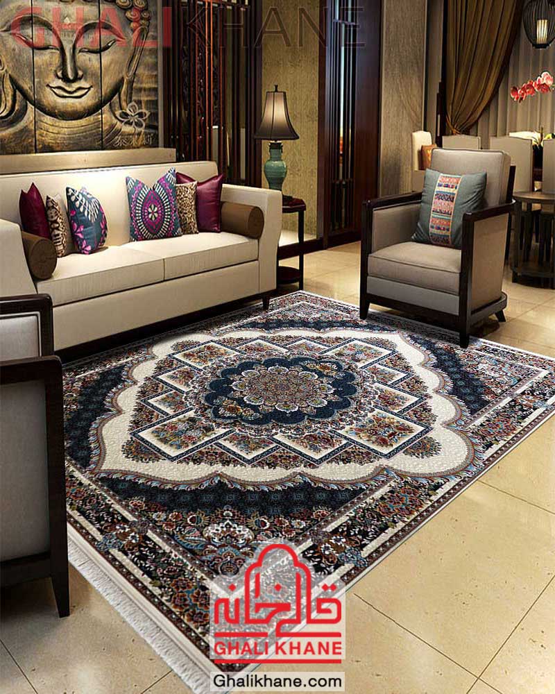 فرش مشهد 700 شانه طرح ناردون کد 872366 کرم