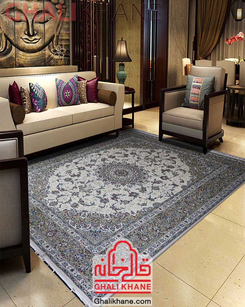 فرش زمرد مشهد کد 14000 کرم