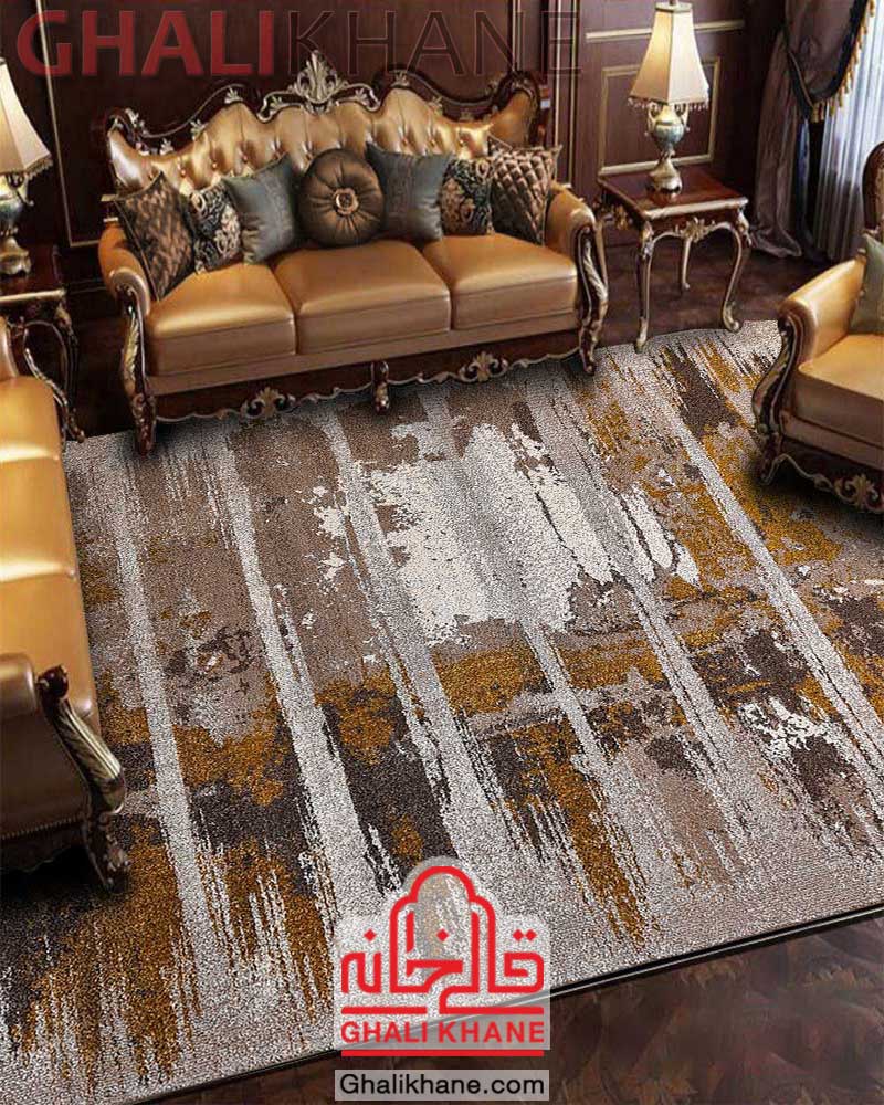 گلیم فرش ماشینی ساوین طرح سپید شکلاتی