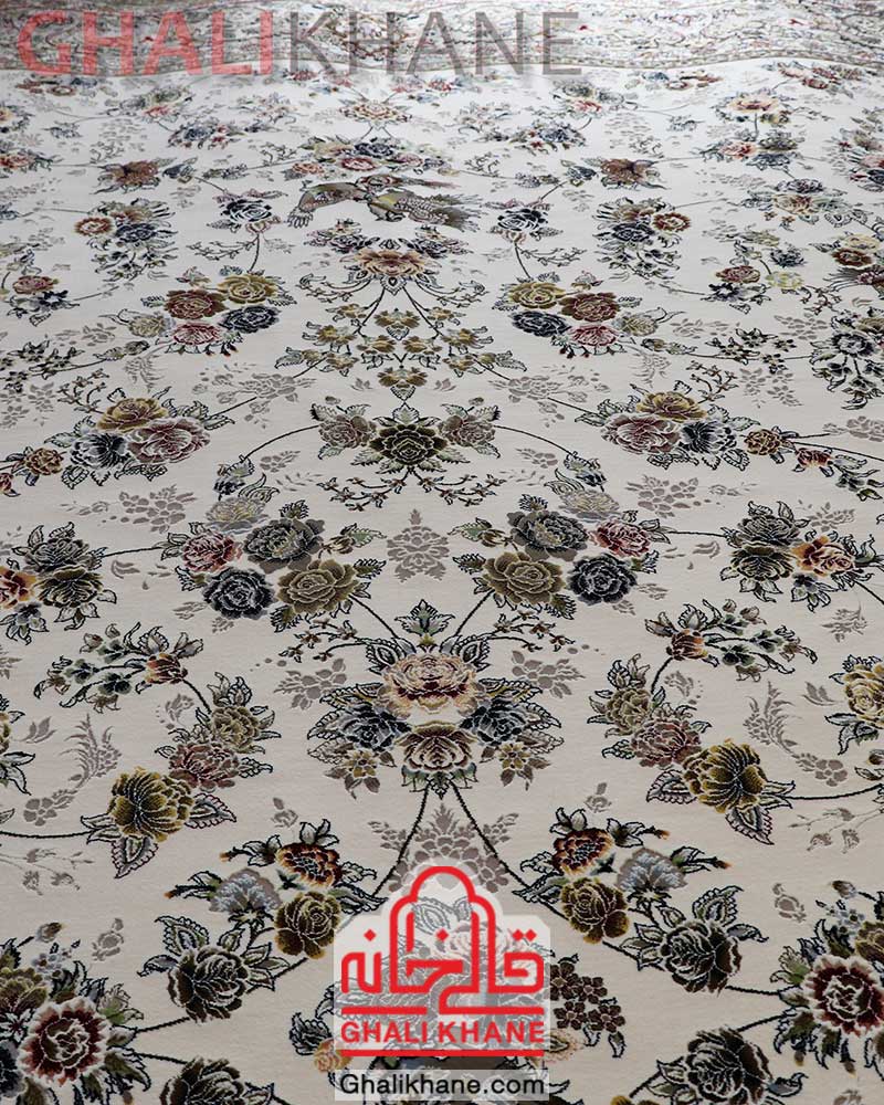 فرش زمرد مشهد 1200 شانه کد 22006 کرم