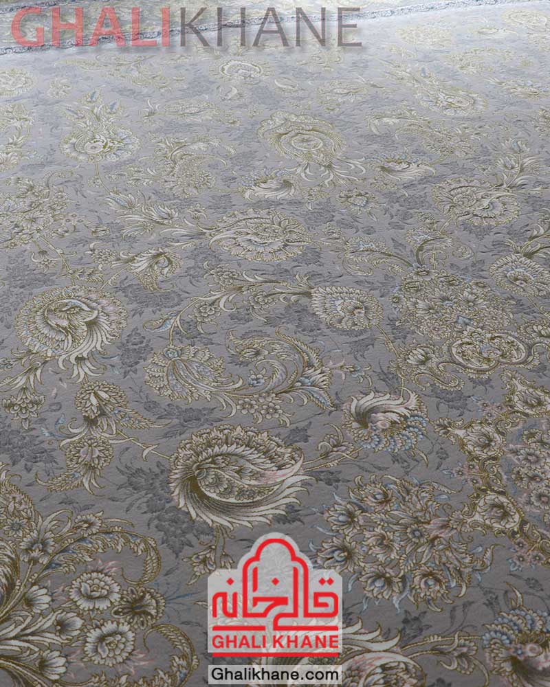 فرش مشهد کد 802078 نقره ای