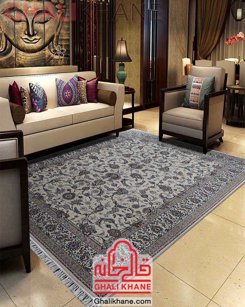 فرش ماشینی زمرد مشهد کد 14009 کرم