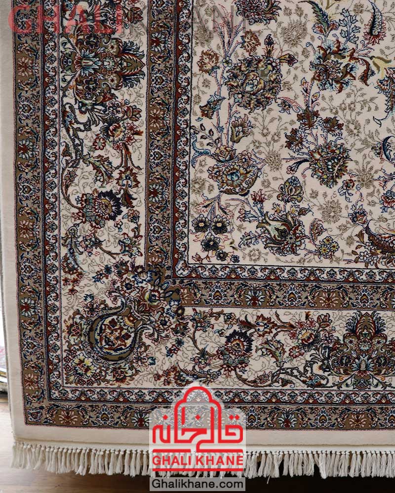 فرش زمرد مشهد کد 25041 کرم