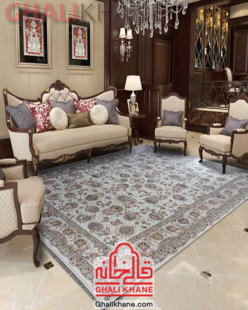 فرش مشهد 1500 شانه کد 815016 کرم افشان