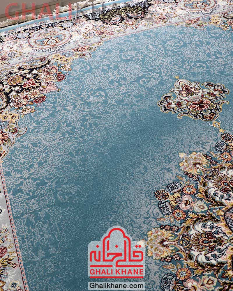 فرش ماشینی مشهد 700 شانه کد 872365 آبی