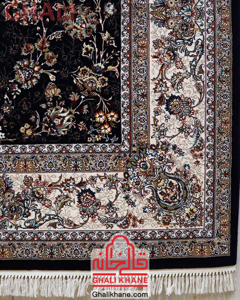 فرش زمرد مشهد کد 25041 سرمه ای