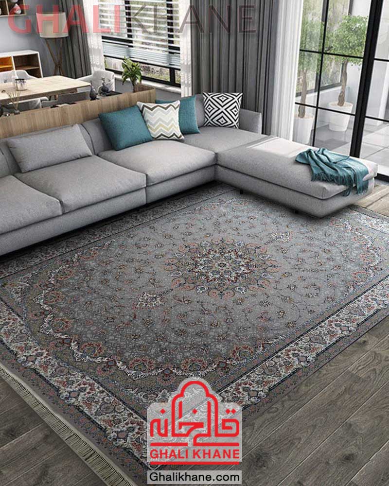 فرش مشهد کد 802079 نقره ای