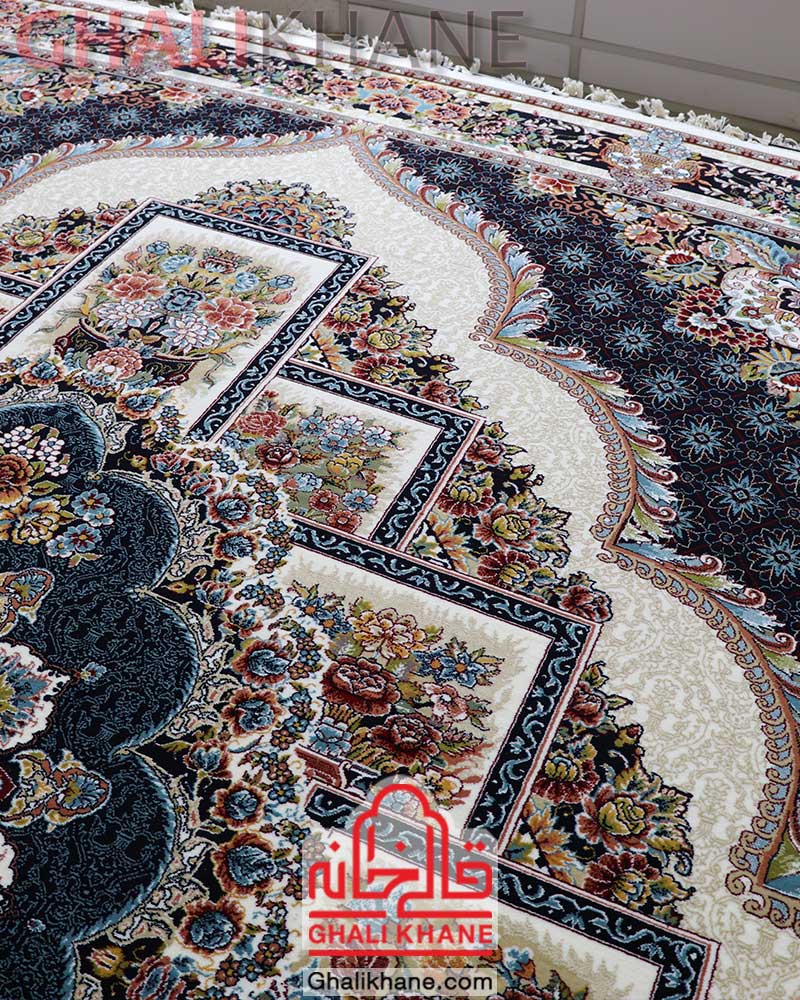 فرش مشهد 700 شانه طرح ناردون کد 872366 کرم