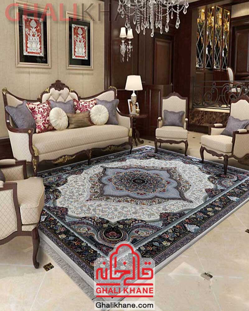 فرش ماشینی مشهد کد 722215 کرم