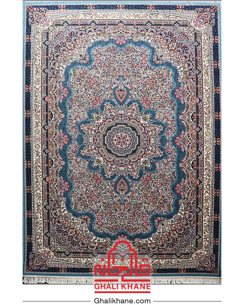 فرش زمرد مشهد 500 شانه کد 18116 آبی
