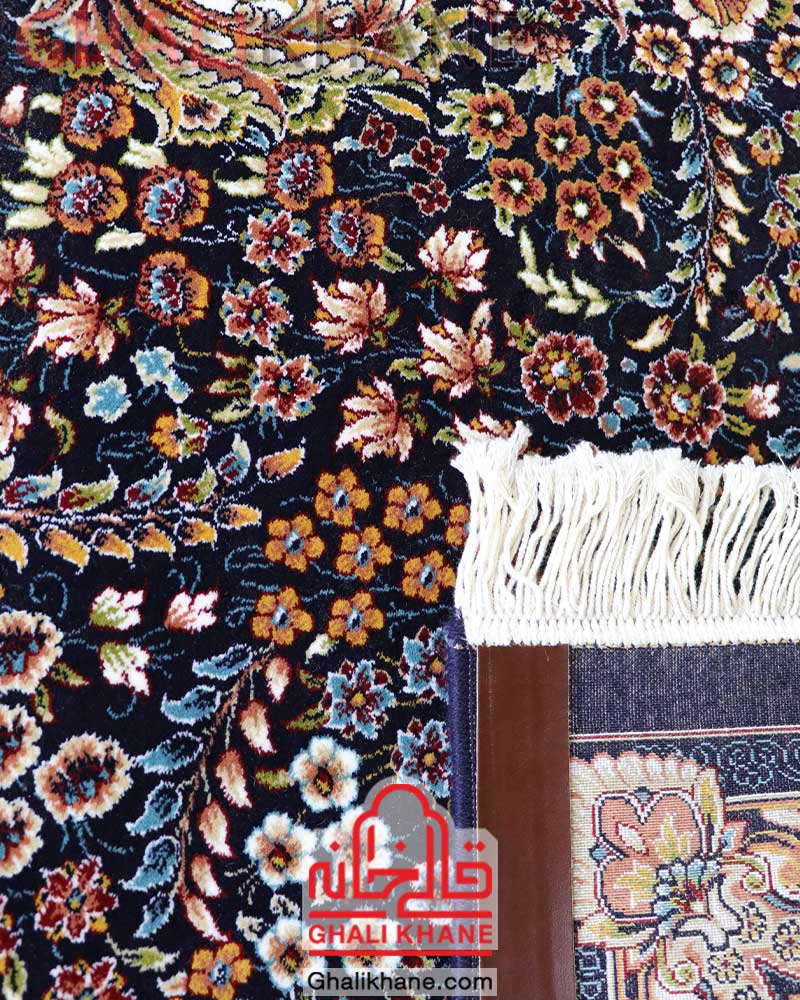 فرش ماشینی مشهد 700 شانه کد 722100 سرمه ای