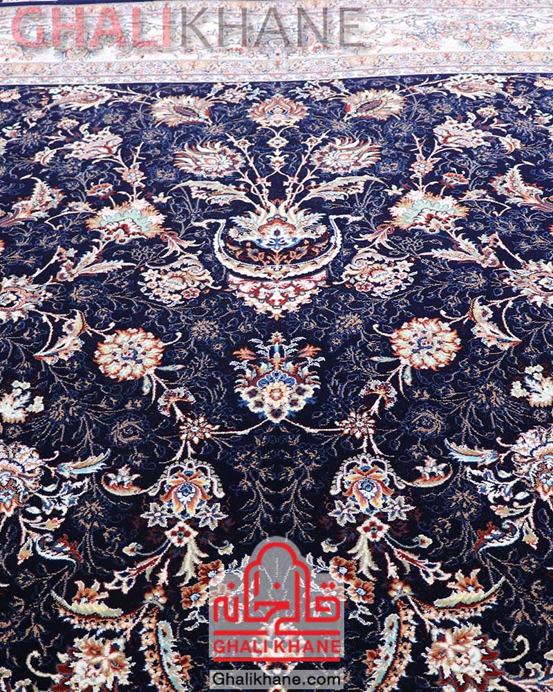 فرش زمرد مشهد کد 25041 سرمه ای