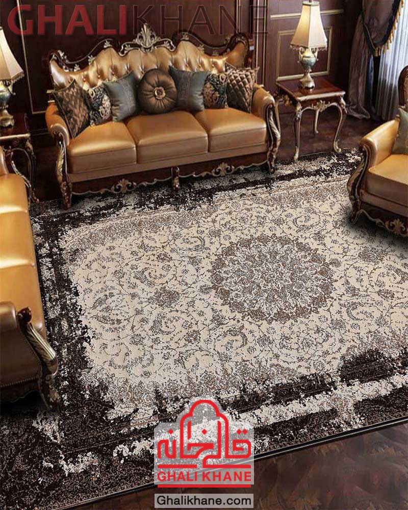 گلیم فرش ماشینی ساوین طرح رز کرم