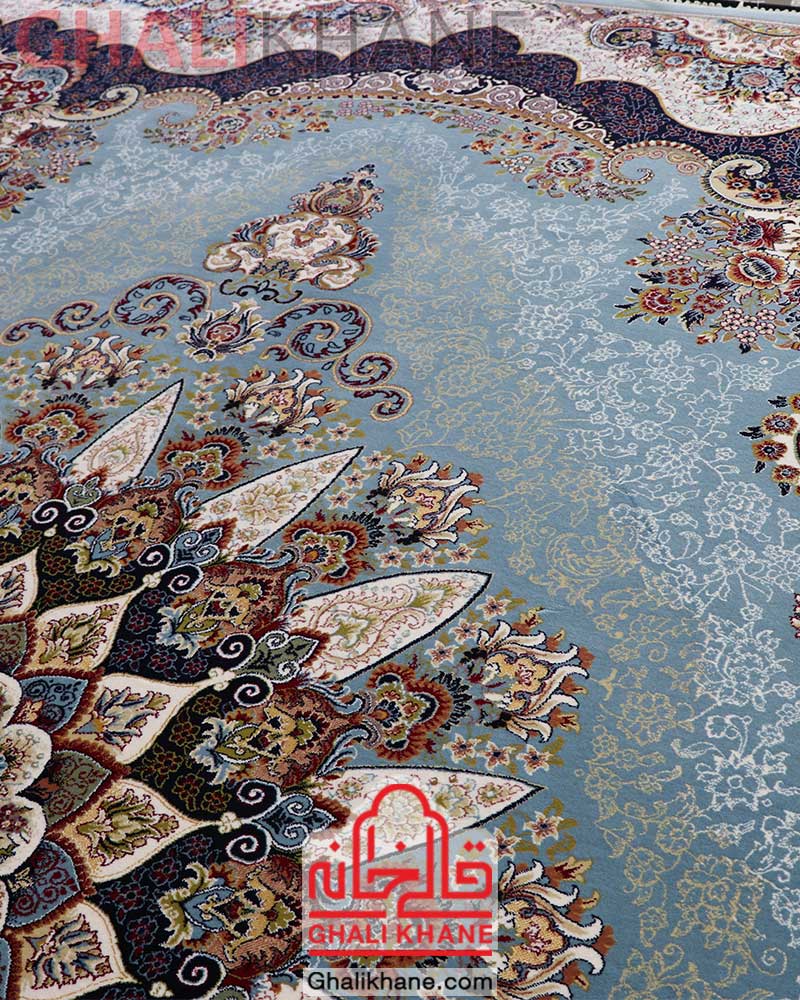 فرش زمرد مشهد کد 25035 آبی