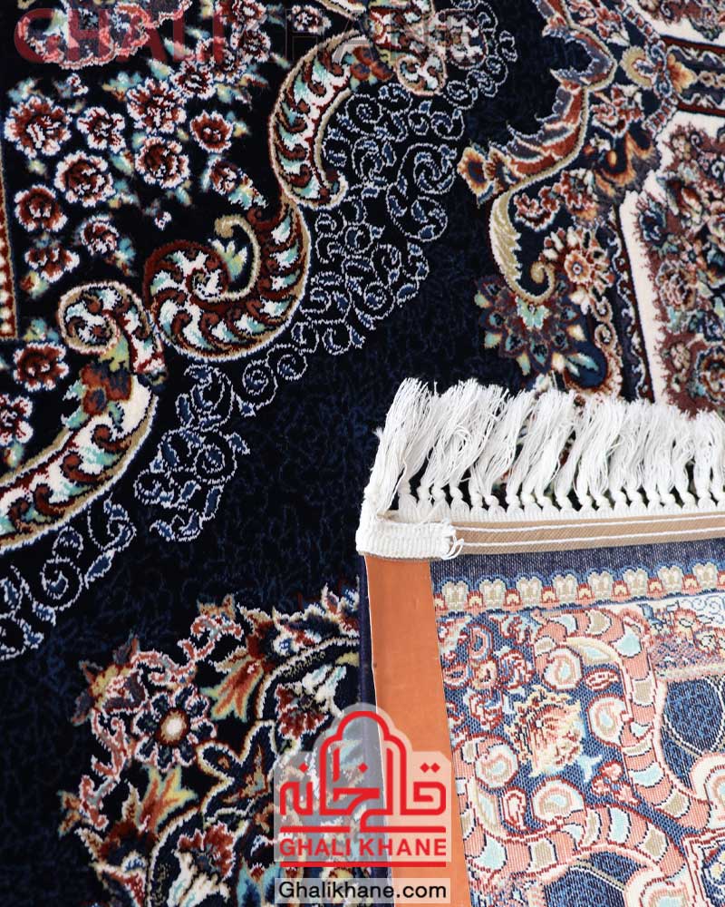 فرش زمرد مشهد کد 25032 حوض نقره سرمه ای