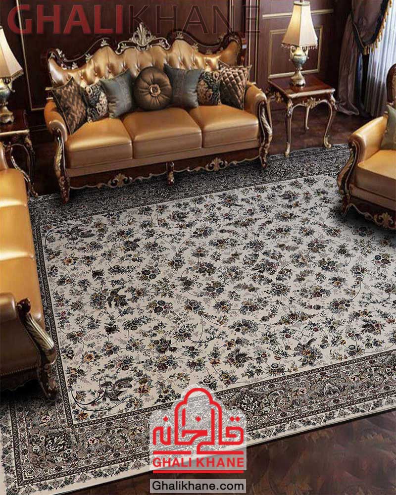 فرش زمرد مشهد 1200 شانه کد 22006 کرم