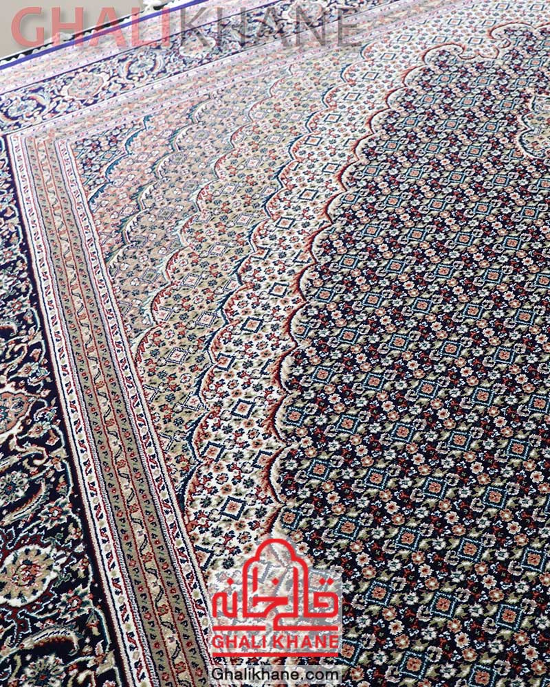 فرش زمرد مشهد کد 14016 ریزماهی سرمه ای