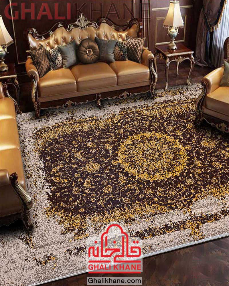 گلیم فرش ماشینی ساوین طرح رز قهوه ای