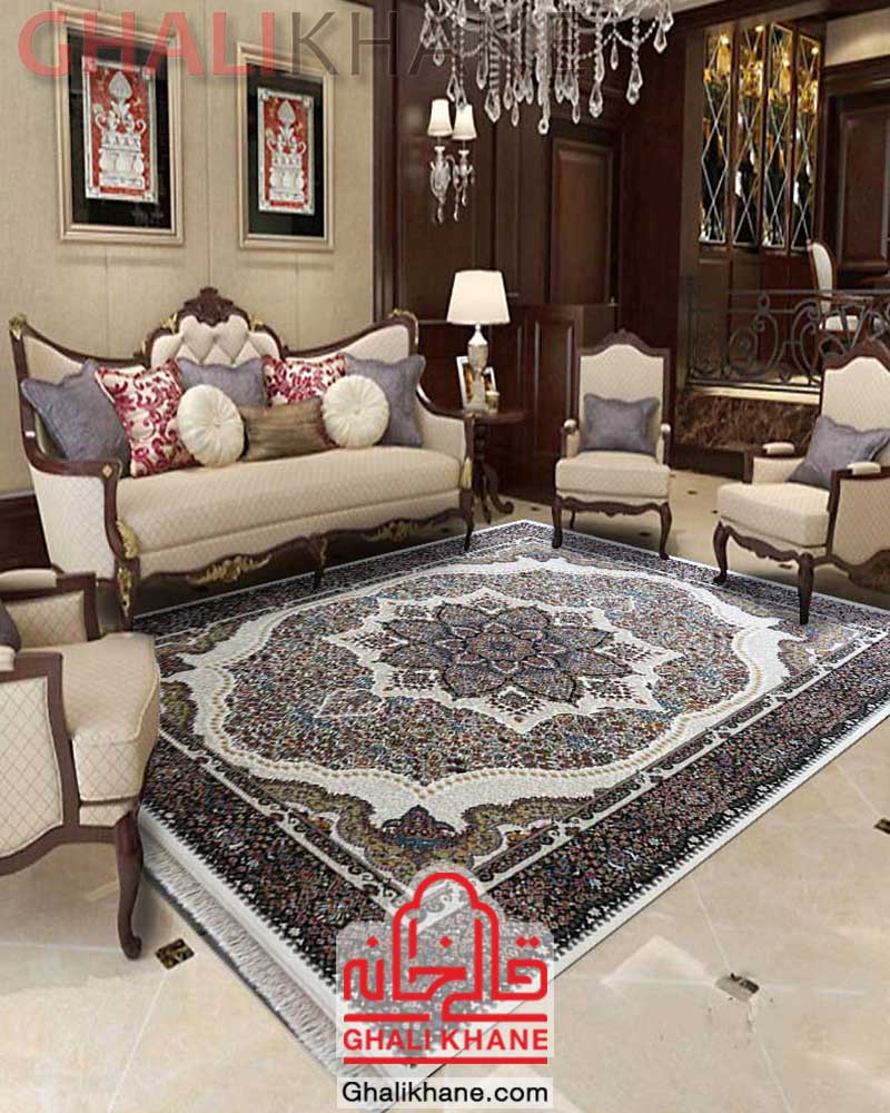 فرش ماشینی مشهد کد 722098 کرم
