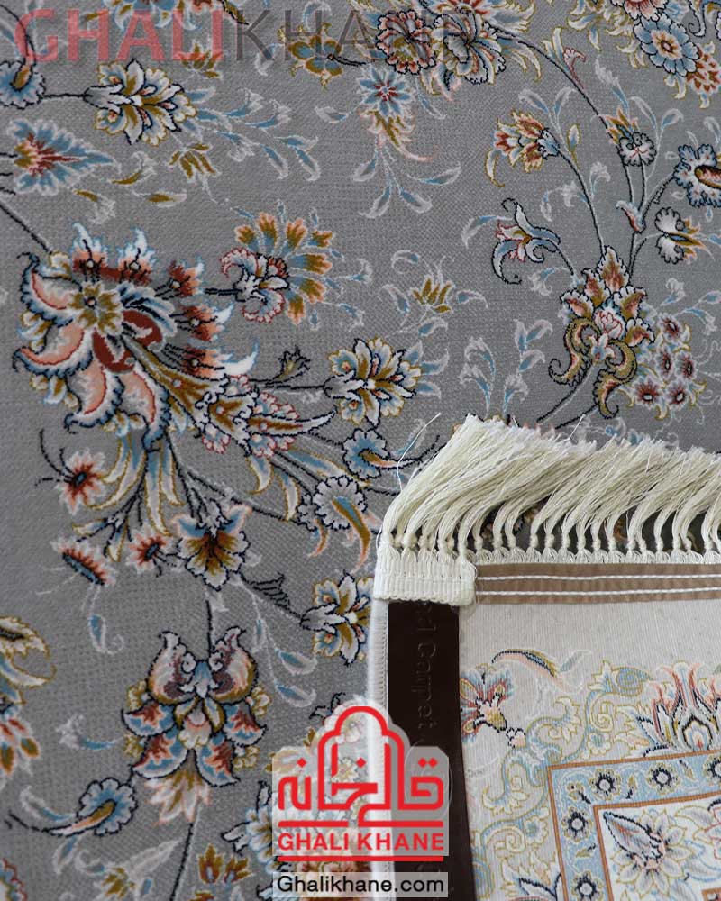 فرش مشهد کد 802080 نقره ای