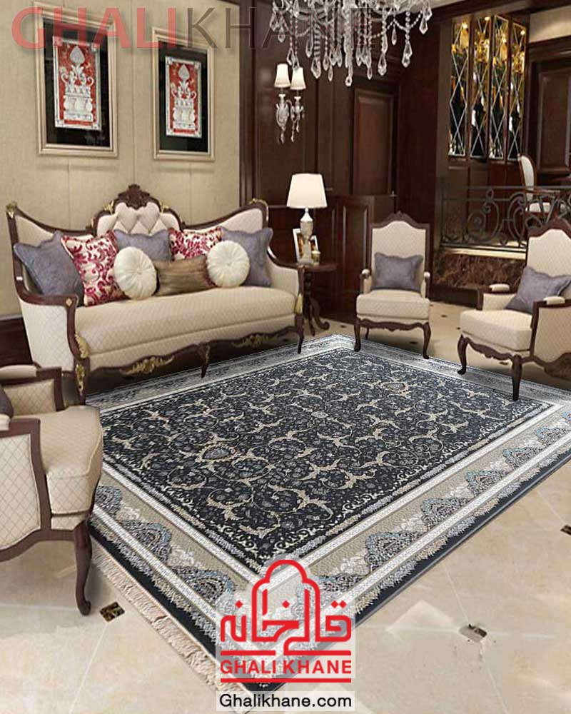 فرش نگین مشهد کد 2608 ‌ذغالی