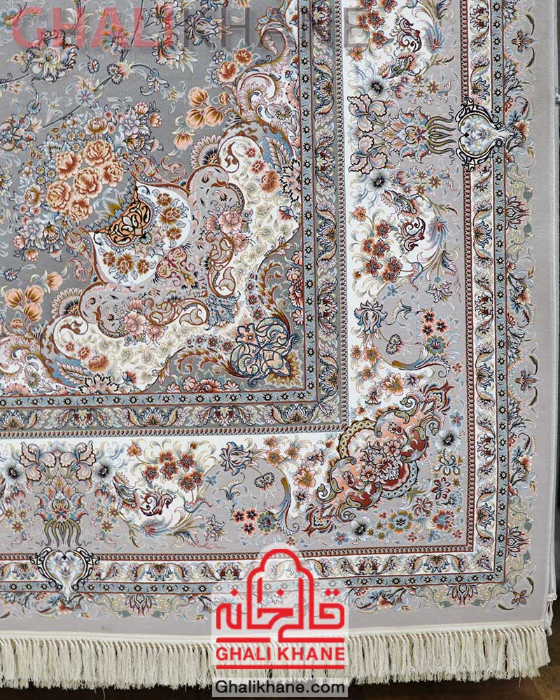 فرش مشهد کد 802080 نقره ای