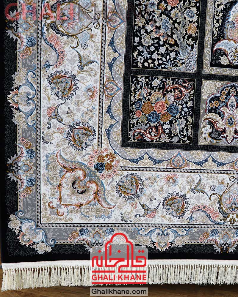 فرش مشهد خشتی کد 802188 سرمه ای