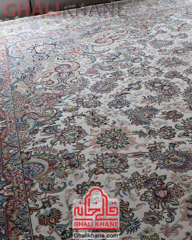 فرش مشهد 1200 شانه کد 802032 کرم