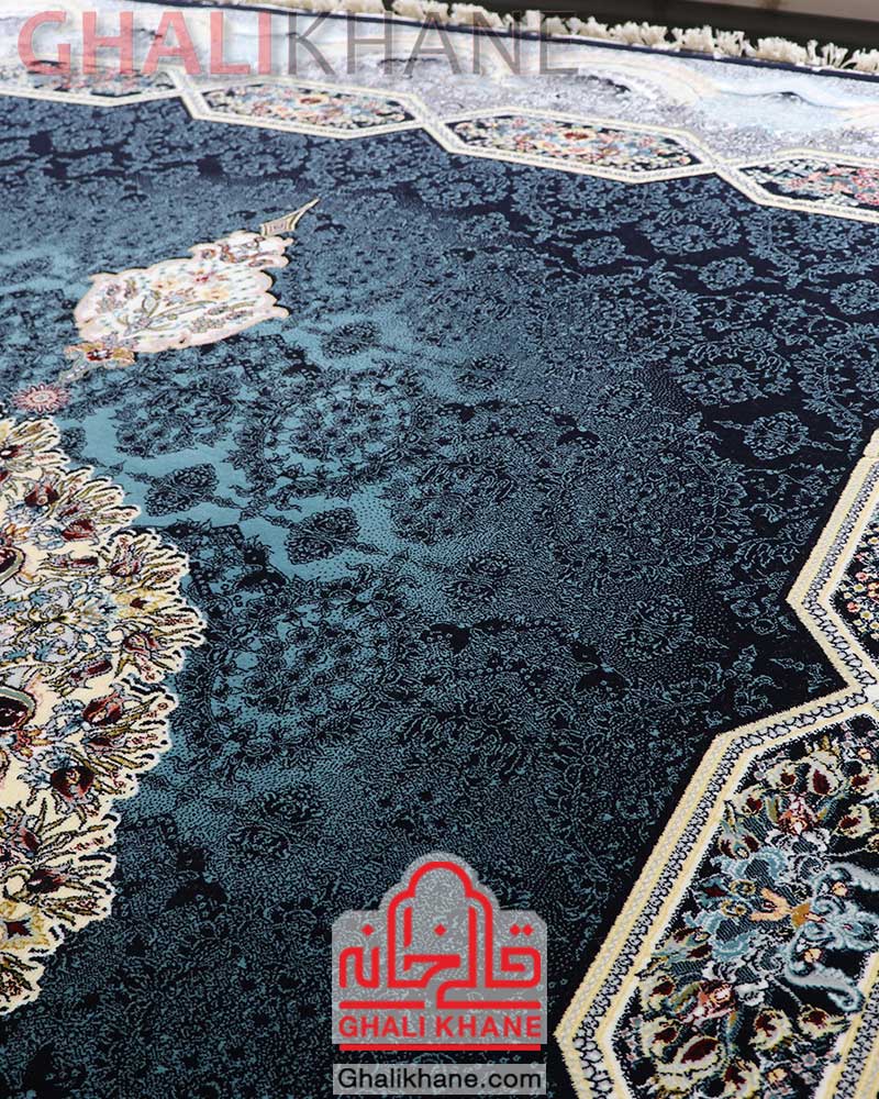 فرش ماشینی مشهد کد 722218 هالیدی سرمه ای
