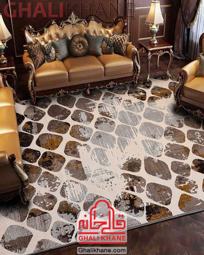 گلیم فرش ساوین طرح گندم کرم