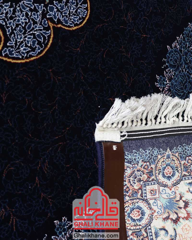 فرش زمرد مشهد کد 25027 سرمه ای