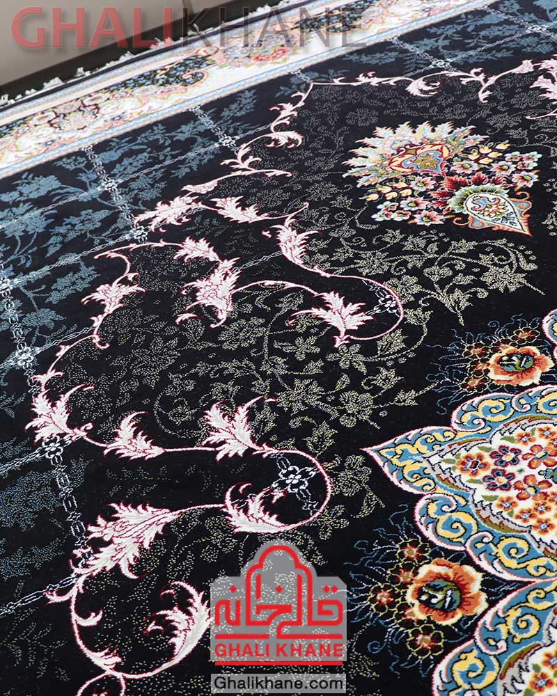 فرش نگین مشهد کد 2598 هیوا سرمه ای