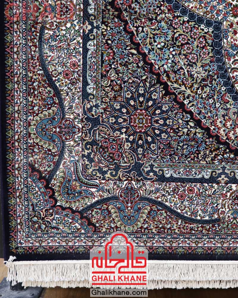 فرش ماشینی مشهد 700 شانه کد 722008 سرمه ای