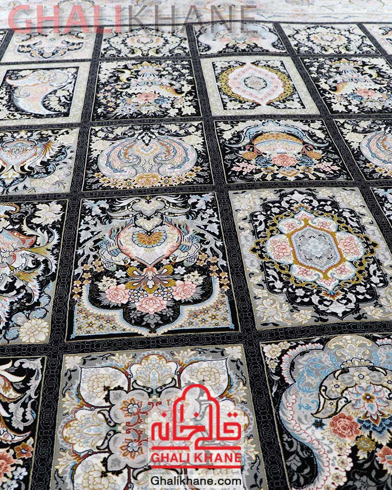 فرش مشهد خشتی کد 802188 سرمه ای