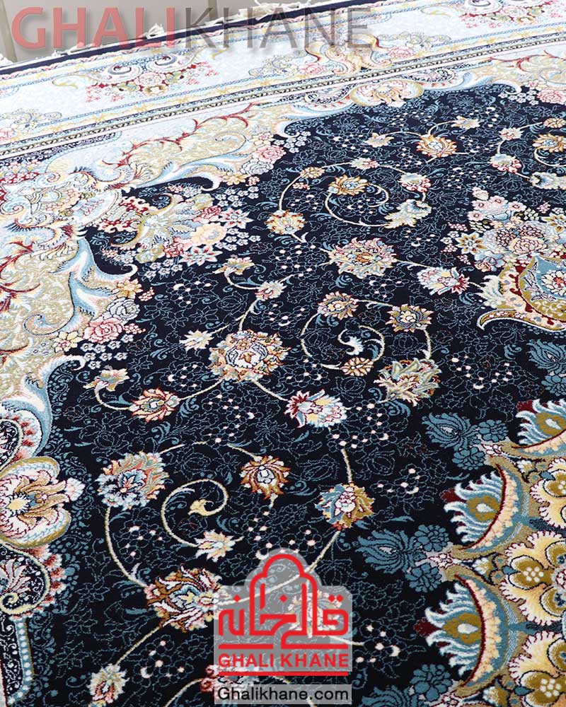 فرش ماشینی مشهد کد 722216 سرمه ای