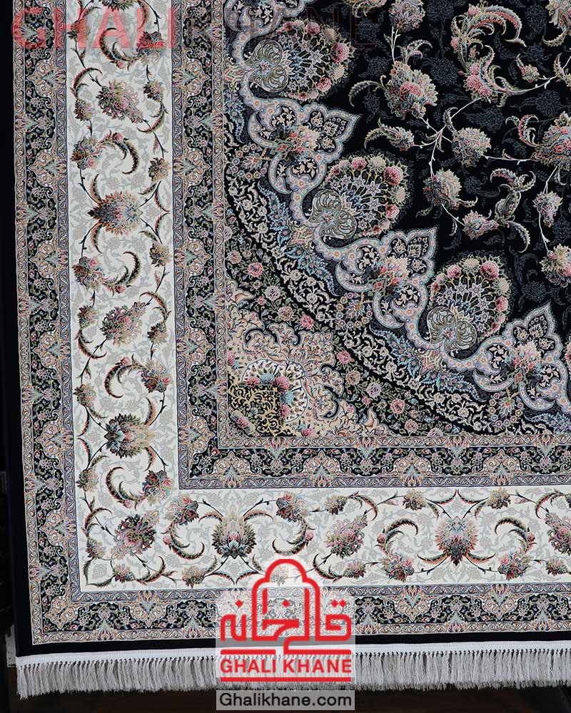 فرش مشهد 1500 شانه کد 815005 سرمه ای