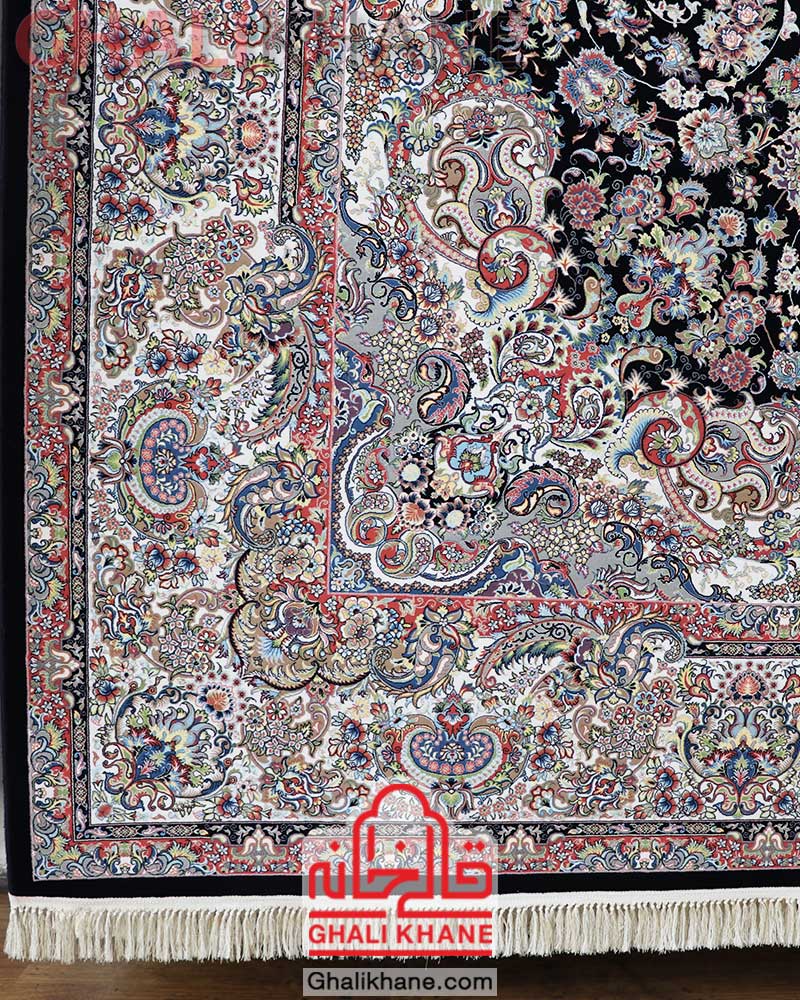 فرش مشهد 1200 شانه کد 802032 سرمه ای