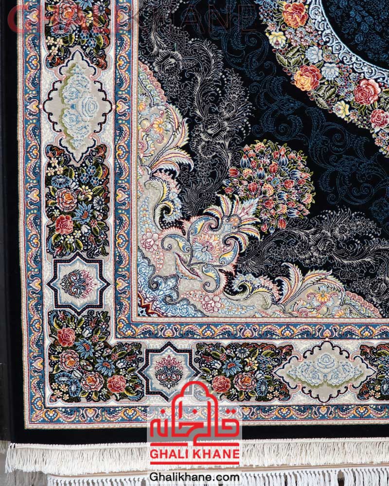 فرش ماشینی نگین مشهد کد 2602 سرمه ای
