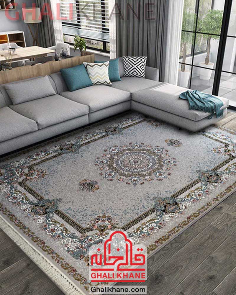 فرش مشهد کد 802081 نقره ای