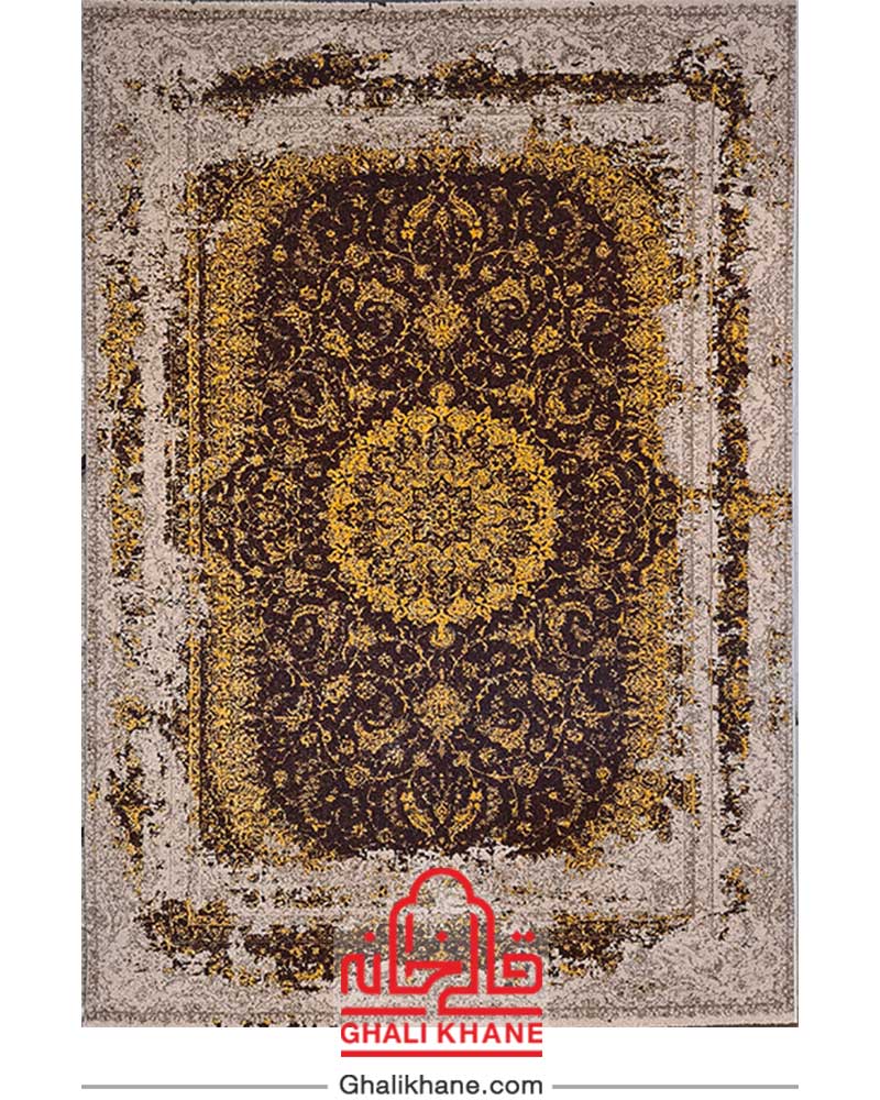 گلیم فرش ماشینی ساوین طرح رز قهوه ای