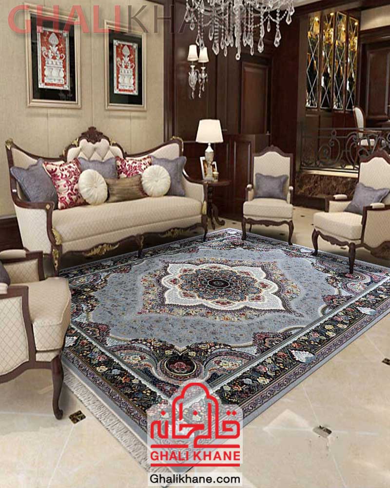 فرش ماشینی مشهد کد 722215 طوسی